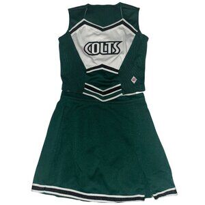 Cheerleader Uniform Outfit Costume COLTS 33" Top 28 Skirt Green School Youth XL